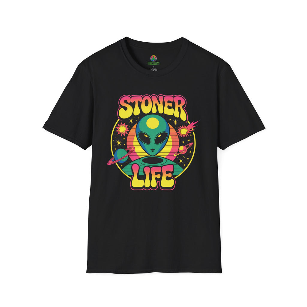 Stoner Life Alien T-Shirt – Psychedelic Outer Space Weed Graphic Tee