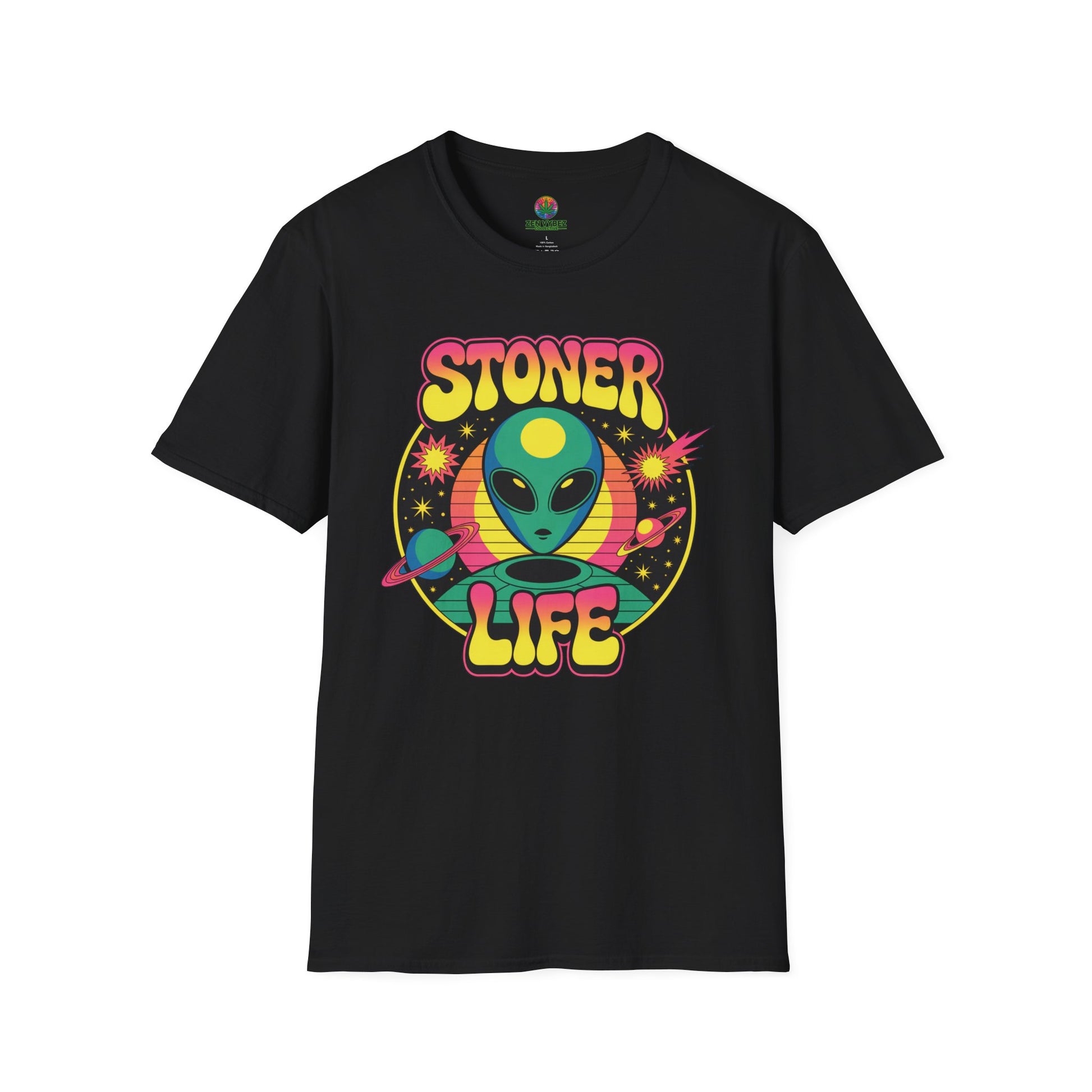 Stoner Life Alien T-Shirt – Psychedelic Outer Space Weed Graphic Tee
