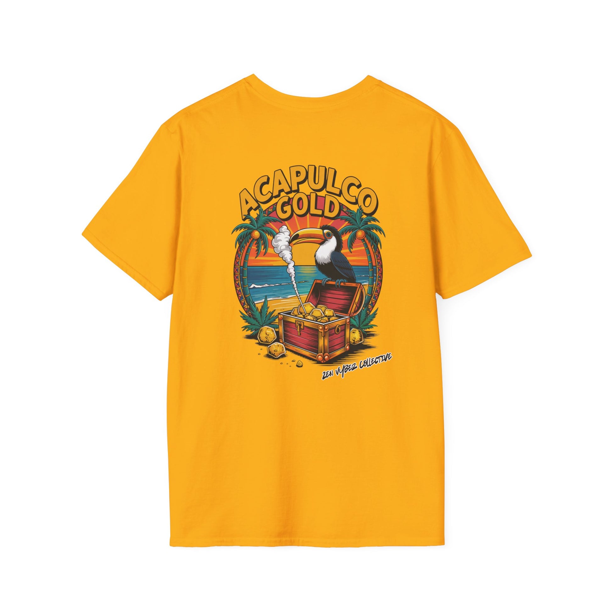 Acapulco Gold T-Shirt – Tropical Cannabis Graphic Tee by Zen Vybez Collective
