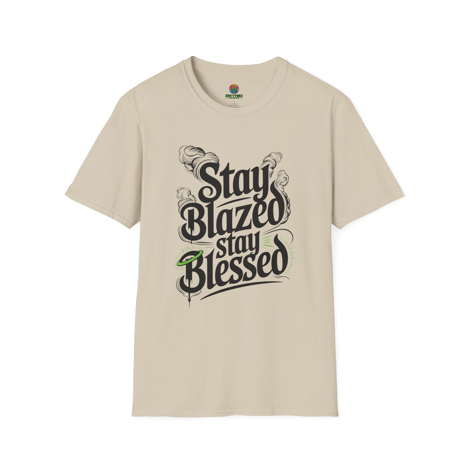 Stay Blazed Stay Blessed T-Shirt – Spiritual Stoner Streetwear with Halo Graphic