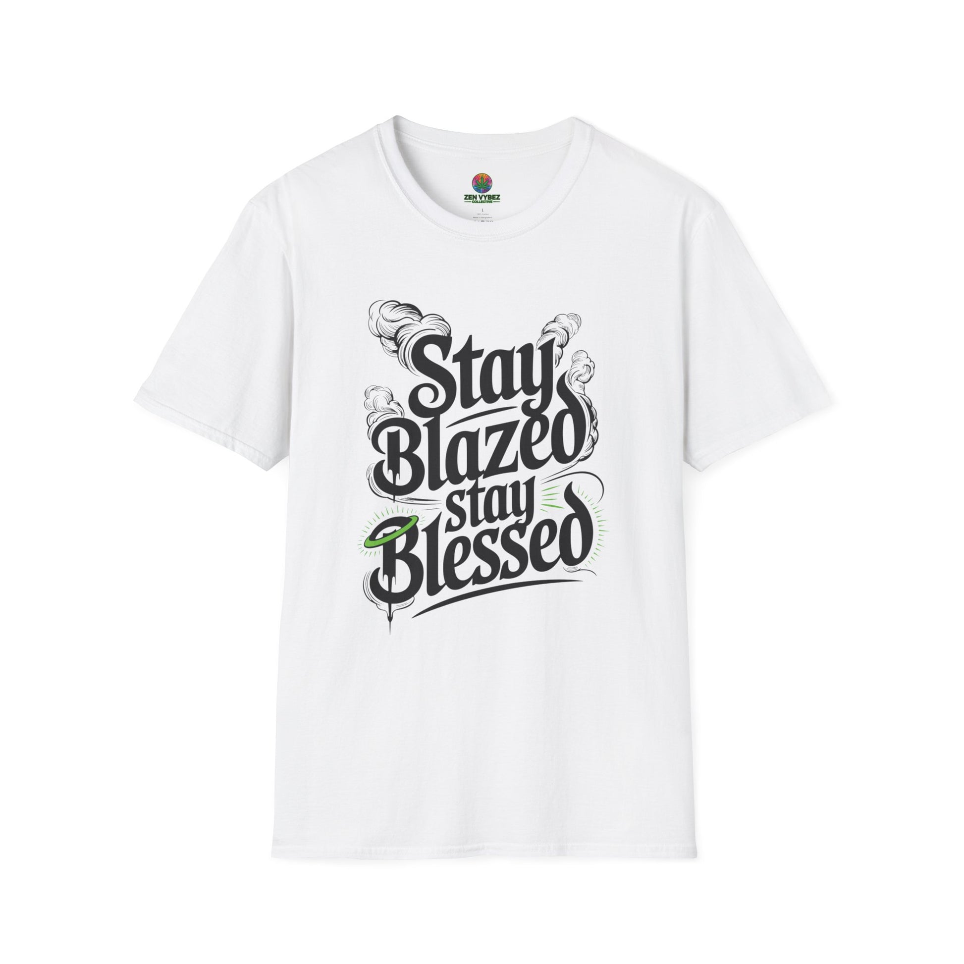 Stay Blazed Stay Blessed T-Shirt – Spiritual Stoner Streetwear with Halo Graphic
