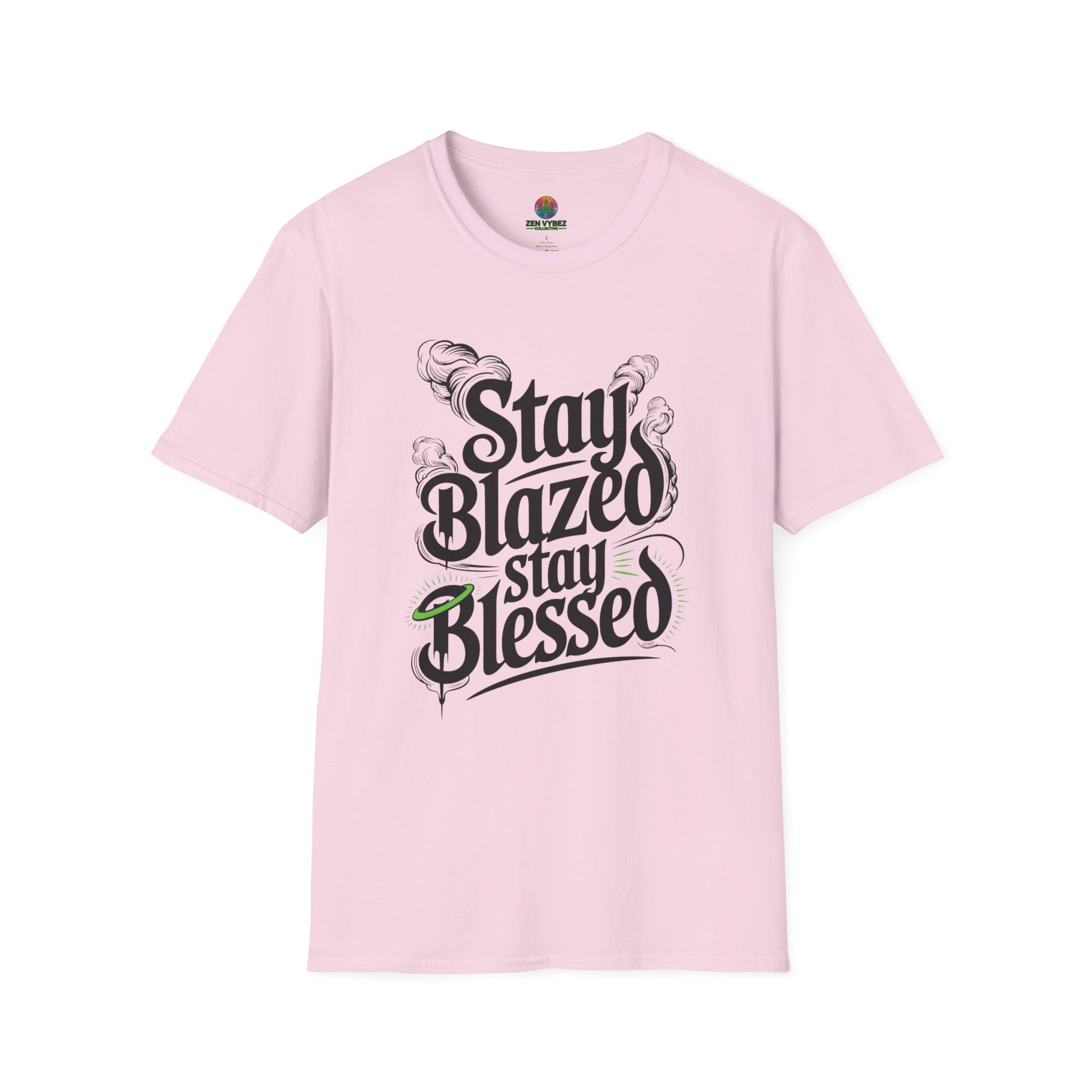 Stay Blazed Stay Blessed T-Shirt – Spiritual Stoner Streetwear with Halo Graphic