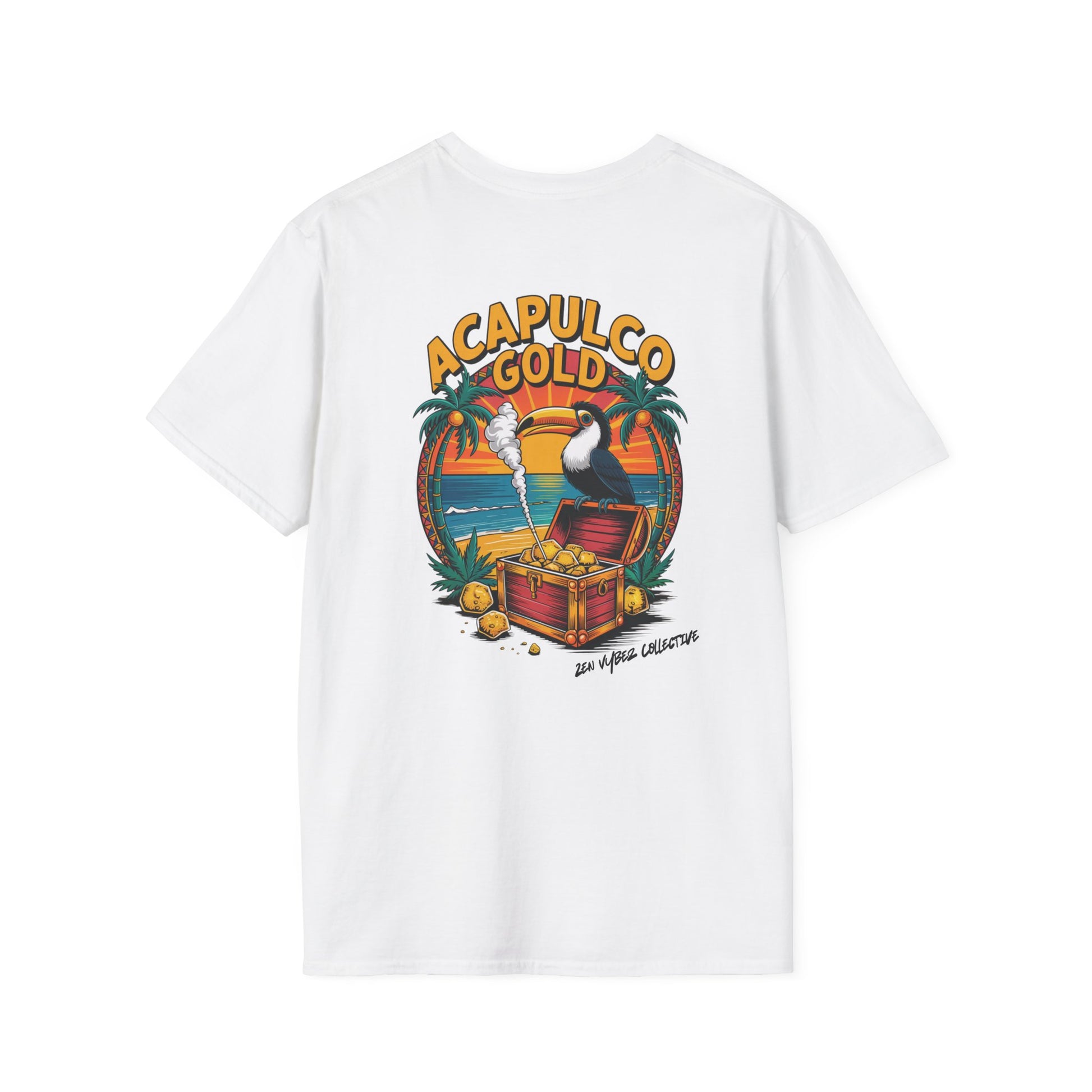 Acapulco Gold T-Shirt – Tropical Cannabis Graphic Tee by Zen Vybez Collective