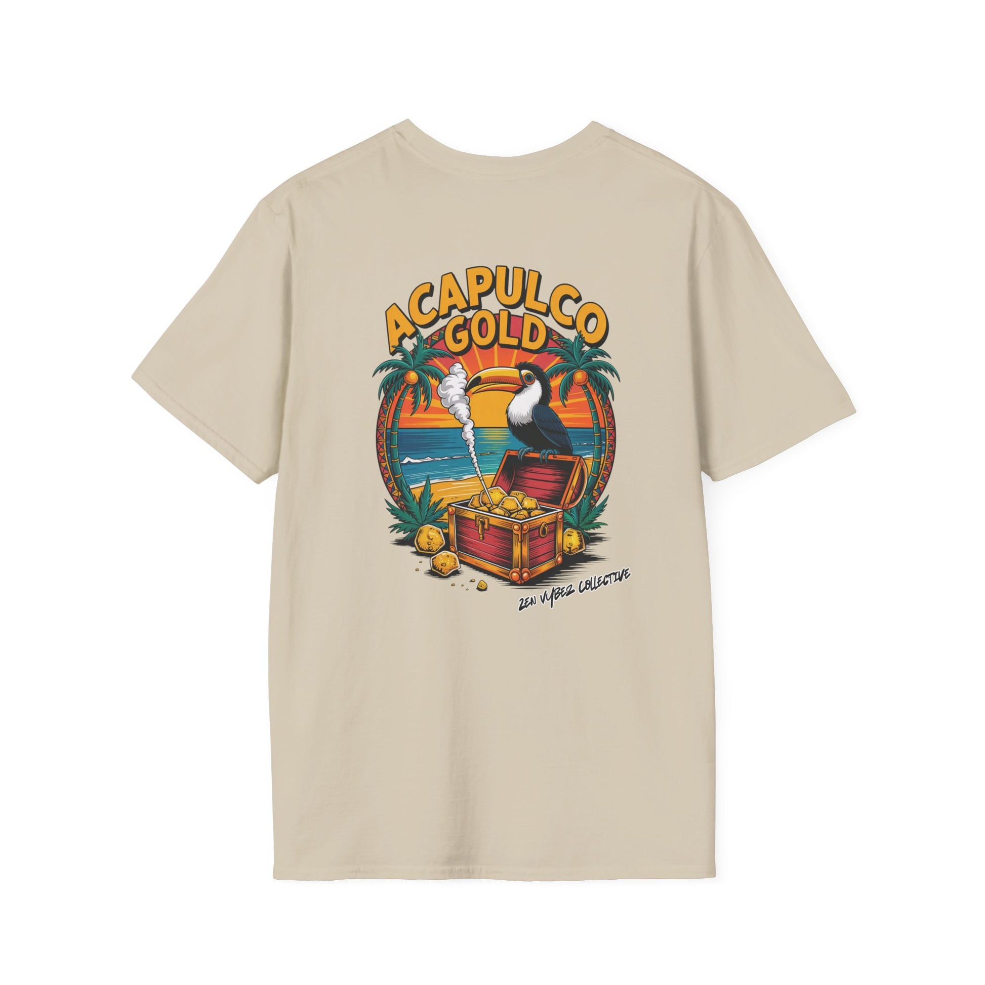 Acapulco Gold T-Shirt – Tropical Cannabis Graphic Tee by Zen Vybez Collective