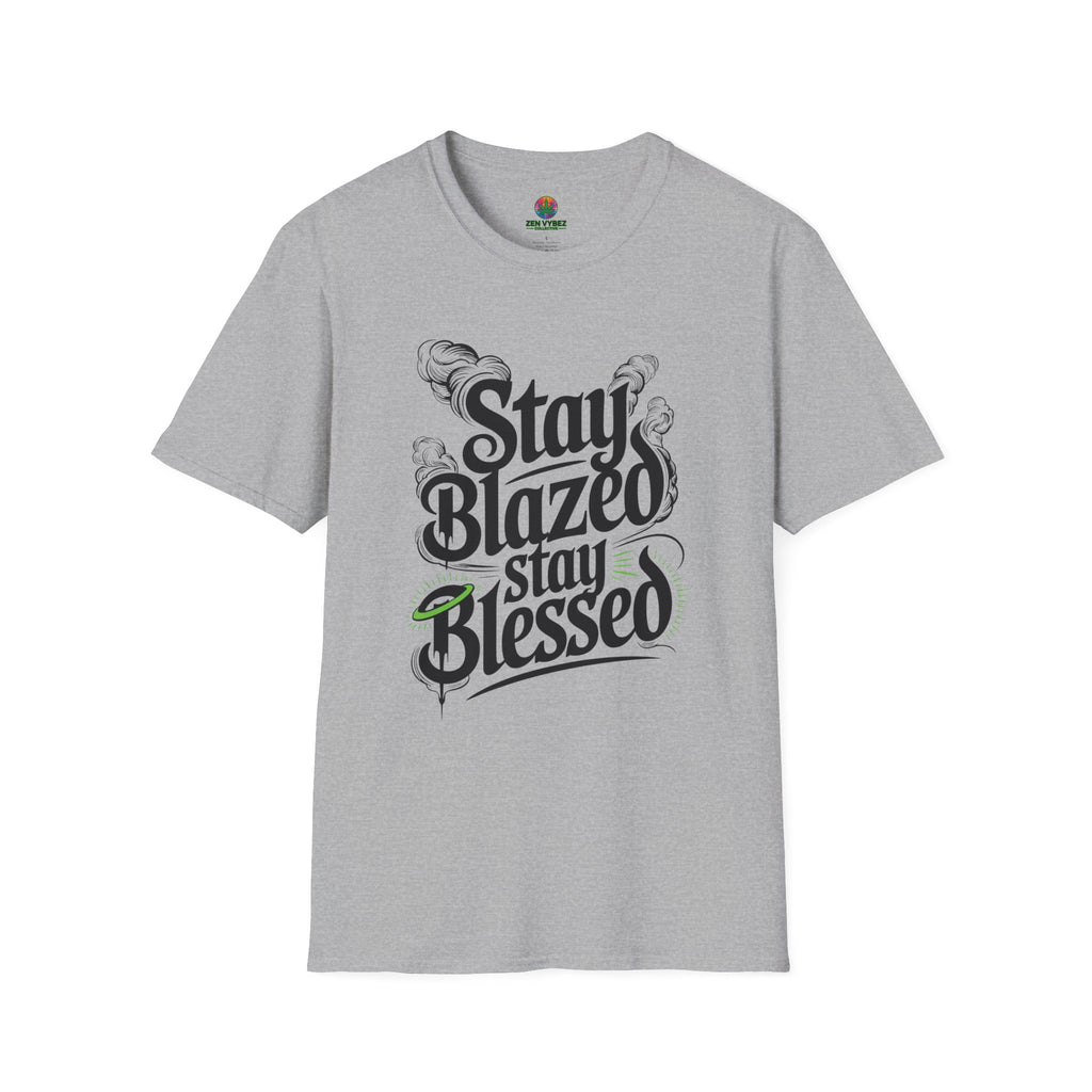 Stay Blazed Stay Blessed T-Shirt – Spiritual Stoner Streetwear with Halo Graphic