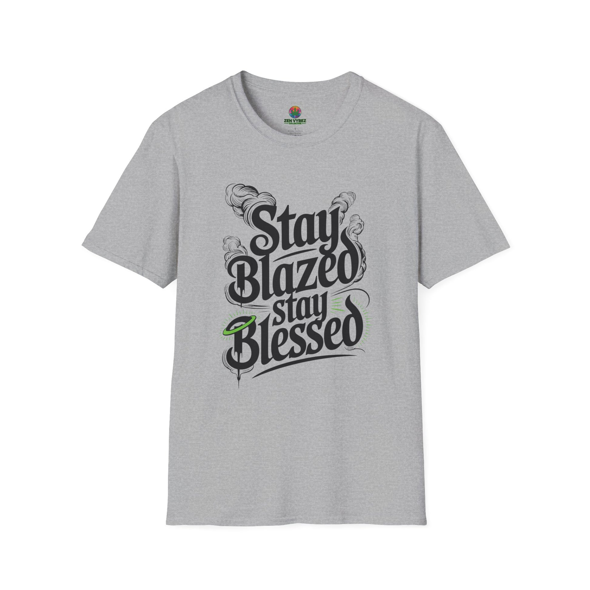 Stay Blazed Stay Blessed T-Shirt – Spiritual Stoner Streetwear with Halo Graphic