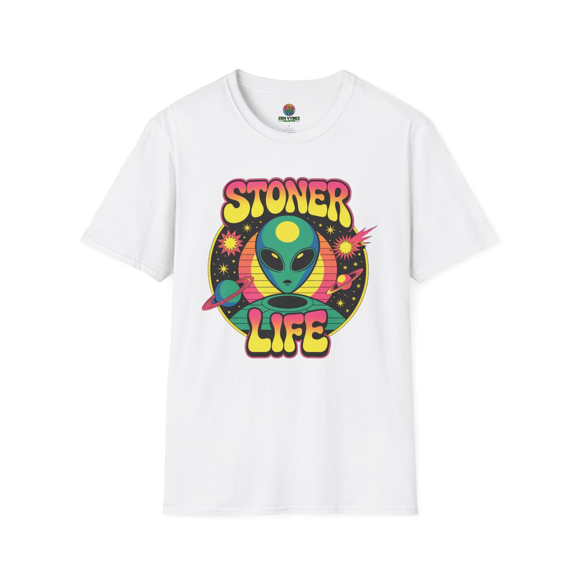 Stoner Life Alien T-Shirt – Psychedelic Outer Space Weed Graphic Tee