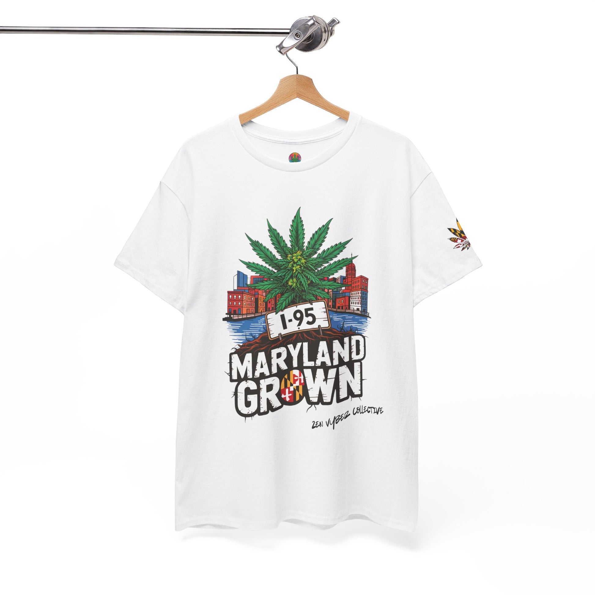 Maryland Grown T-Shirt – I-95 Cannabis Graphic Tee with State Flag Roots by Zen Vybez