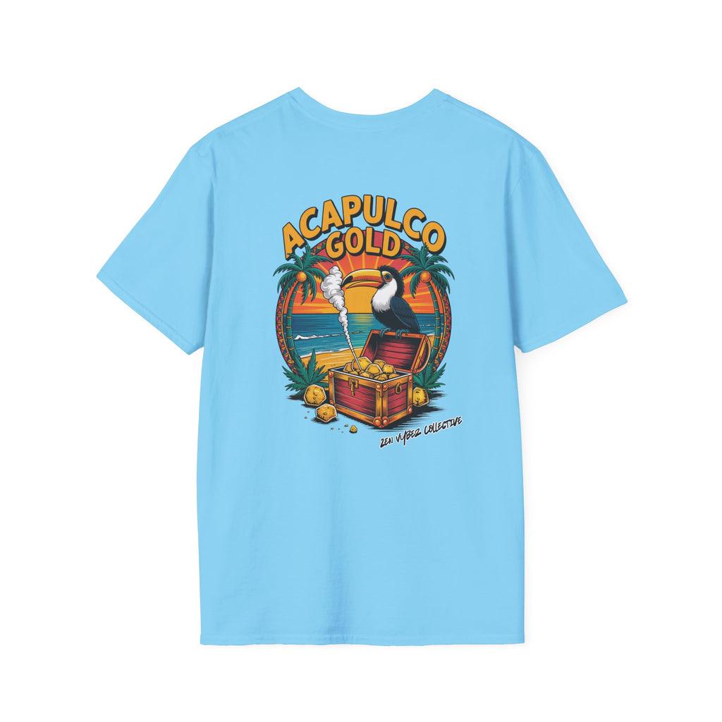 Acapulco Gold T-Shirt – Tropical Cannabis Graphic Tee by Zen Vybez Collective