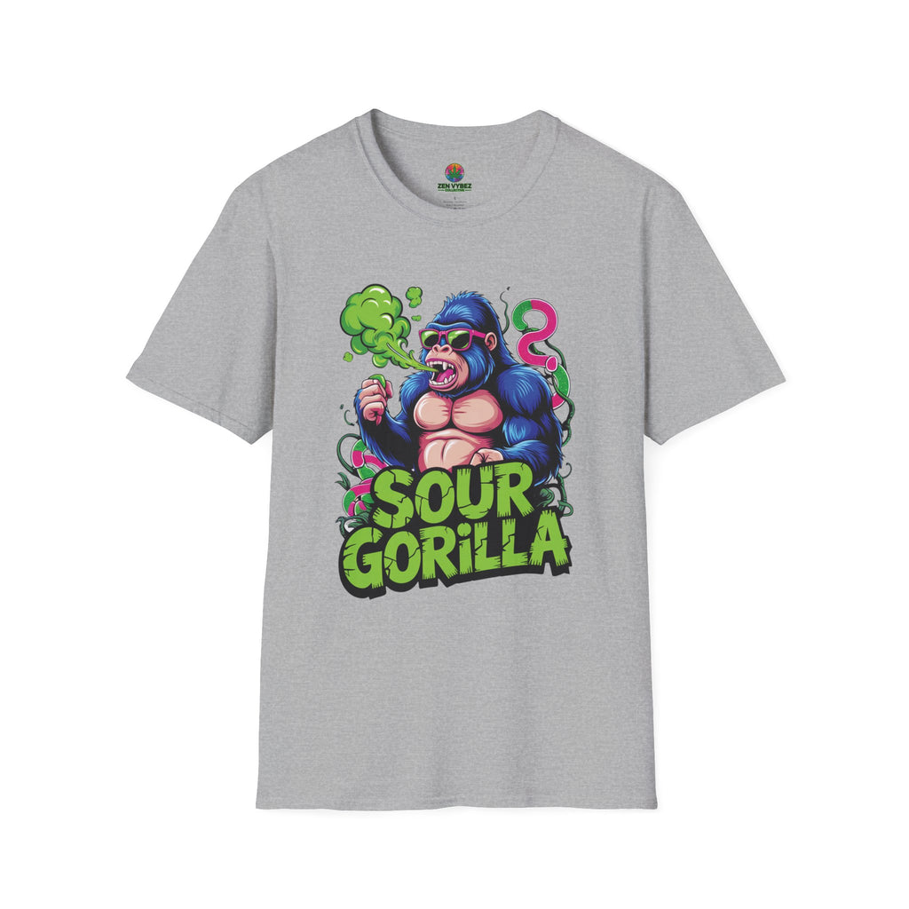 Sour Gorilla T-Shirt – Loud Weed Graphic Tee Featuring Smoking Gorilla in Sunglasses
