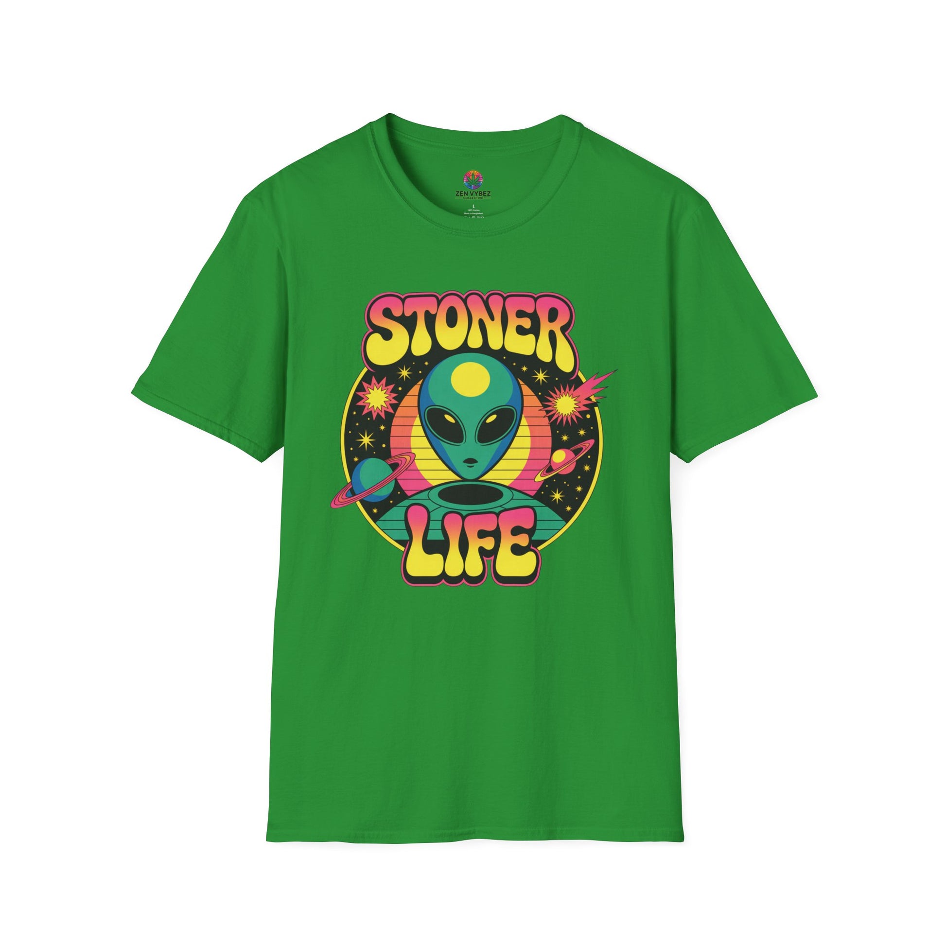 Stoner Life Alien T-Shirt – Psychedelic Outer Space Weed Graphic Tee